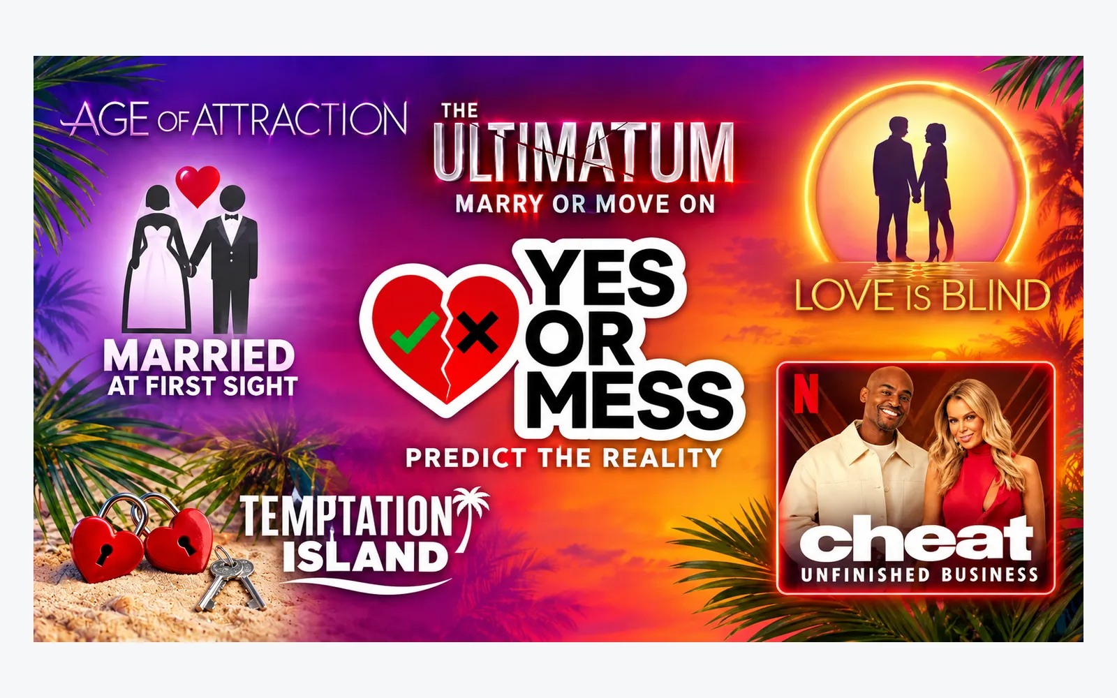 Yes or Mess banner with reality show logos